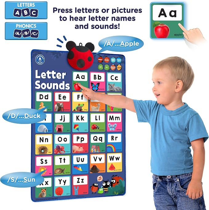 LEARNING BUGS Press to Learn Phonics, Interactive Letters and Sounds Talking Poster, Preschool & Kindergarten Learn to Read, Ages 3+ - Image 3