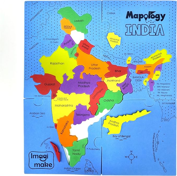 Imagimake Mapology - India Map Puzzle, Learn States & UT for Kids Ages 4+ by Imagimake