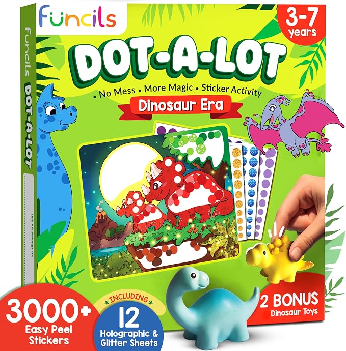 Dot Sticker Art Activity - Dinosaurs, Educational Toys for 3 Year Old Boys by Funcils