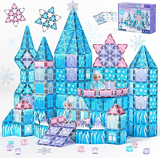 VigorFun Princess Castle Magnetic Tiles Building Toys Set for Kids Ages 4-8 by Vigorfun