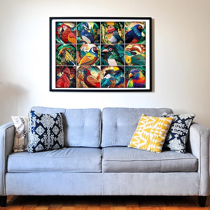 Think2Master Colorful World of Birds 250 Pieces Jigsaw Puzzle Featuring heartwarming Bird Puzzle for Adults and Teens. Paper Cut Craft Style Size: 14.2” X 19.3” - Image 3