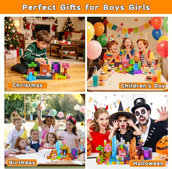 150PCS Magnetic Building Blocks for Kids Ages 3-8, 0.8in STEM Magnetic Cubes, Montessori Construction Toys for Boys Girls, Creative Educational Building Set, Birthday - Image 6