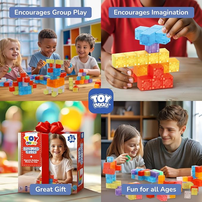 TOY Life Translucent Magnetic Blocks, 36-Piece STEM Set, Ages 3-8 - Image 5