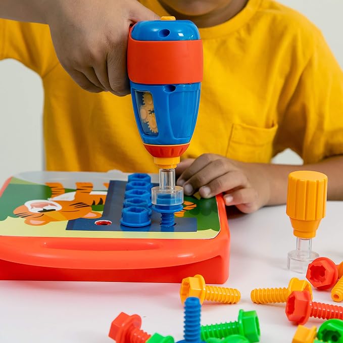 Educational Insights Design & Drill ABCs & 123s - Building Construction Toys for Toddlers, Kids Tool Set with Drill Toy, Preschool Learning Activities, Toddler STEM Toys for 3+ Year Old - Image 3