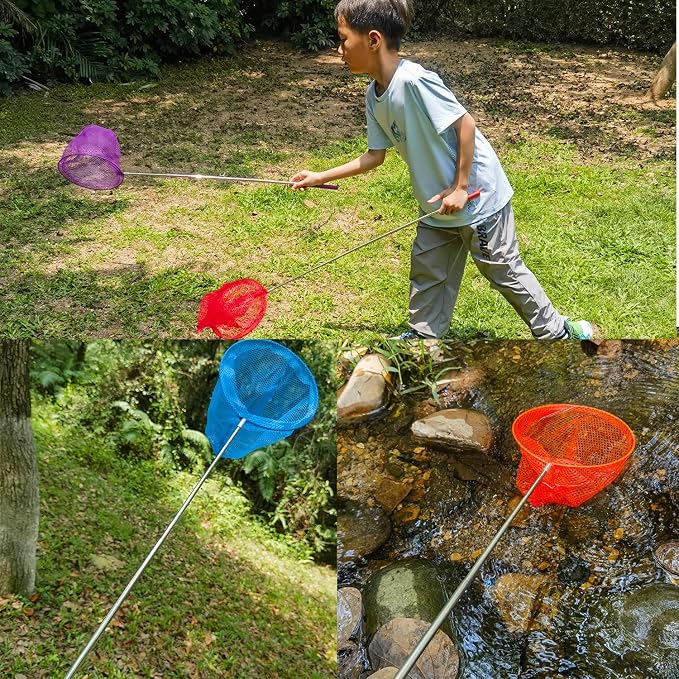 #1 M-jump 3 Pack Colored Telescopic Butterfly Nets - Great for Catching Insects Bugs Fishing - Outdoor Toy for Kids Playing - Extendable from 6.8" to 34"… - Image 4