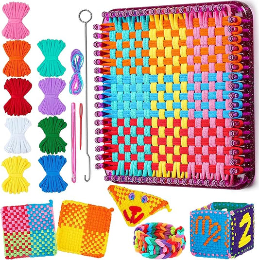REENLIV Upgraded Weaving Loom Kit Toys for Kids & Adults, DIY Arts & Crafts, Easy Potholder Loom Knitting Activity for Beginners, Ideal Gifts for Girls Ages 5 6 7 8-12 13 Years Old, 252 Craft Loops