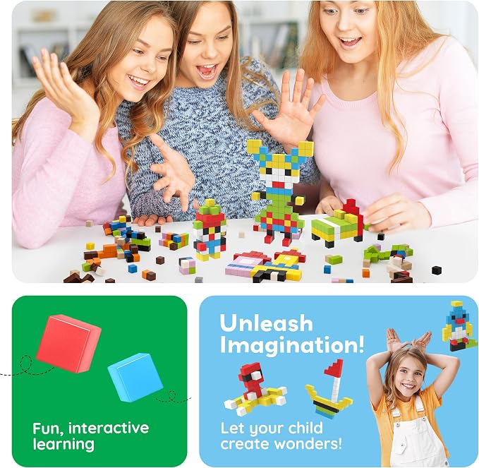 PicassoTiles 100pcs 0.5” Pixel Magnetic Puzzle Cube Mix & Match Cubes Sensory Toys STEAM Education Learning Building Block Magnets Children Construction Toy Set Stacking Magnet Creative Kit PMC100 - Image 5