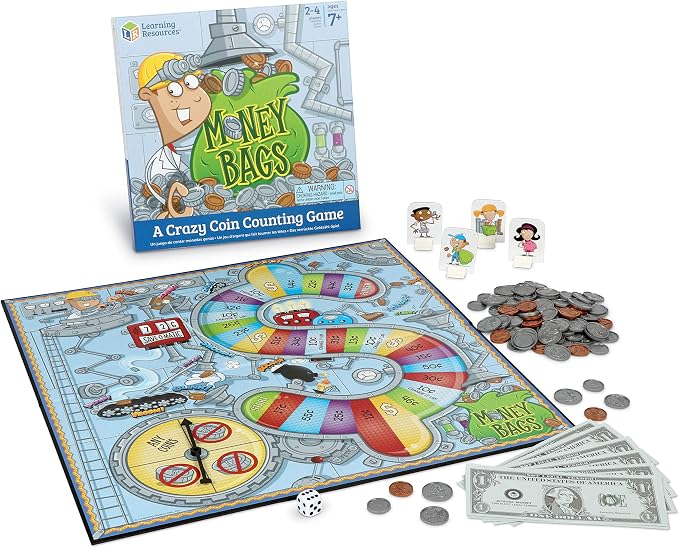 Learning Resources Money Bags Math Game - Classroom Math Games, Financial Literacy for Kids, Counting Board Game by LearningResources