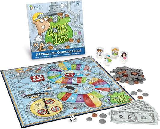 Learning Resources Money Bags Math Game - Classroom Math Games, Financial Literacy for Kids, Counting Board Game by LearningResources