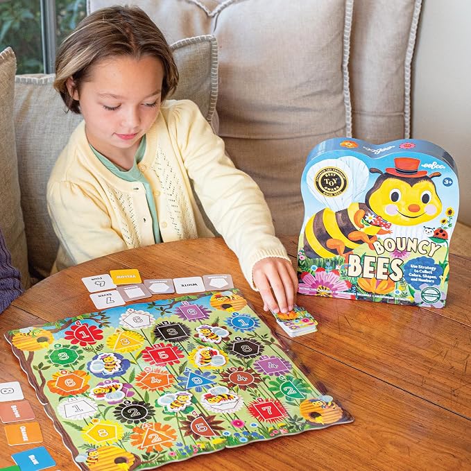 eeBoo: Bouncy Bees Board Game, Learn Colors Numbers and Shapes, Strategy Game for 2-4 Players, Screen-Free Fun, Kids Ages 3 and up - Image 4