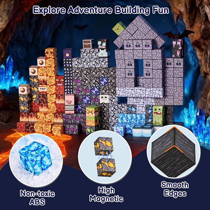 200PCS Magnetic Blocks, Magnetic Building Blocks Cubes Tiles for Kid - Image 3