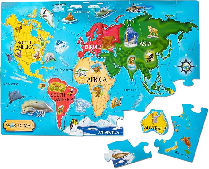 Melissa & Doug World Map Jumbo Jigsaw Floor Puzzle (33 pcs, 2 x 3 feet) by Unknown