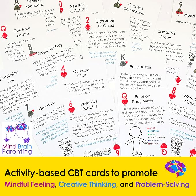 Mind Brain Emotion 52 Essential Coping Skills for Kids + Free Online Learning Library: CBT Calm Down Cards for Anxiety, Anger & Big Feelings - Emotional Regulation SEL Therapy Game, Ages 5-14 - Image 8