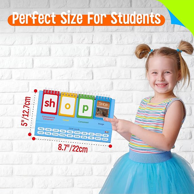 CVCC & CCVC Flip Charts, 40 Words Builder Phonic Games Freestanding Flip Chart Manipulative Spelling Toy Educational Learning Tool for Student Teacher School Supplies - Image 4