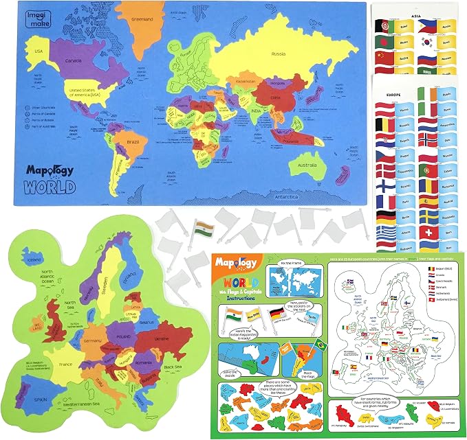 Imagimake Mapology World Map Puzzle & Monuments of World Bundle | 3D Puzzles for Kids | Learn Wonders of the World, Country and Capitals for Kids Ages 5 6 7 8 9 10 11 12 13 Years - Image 4