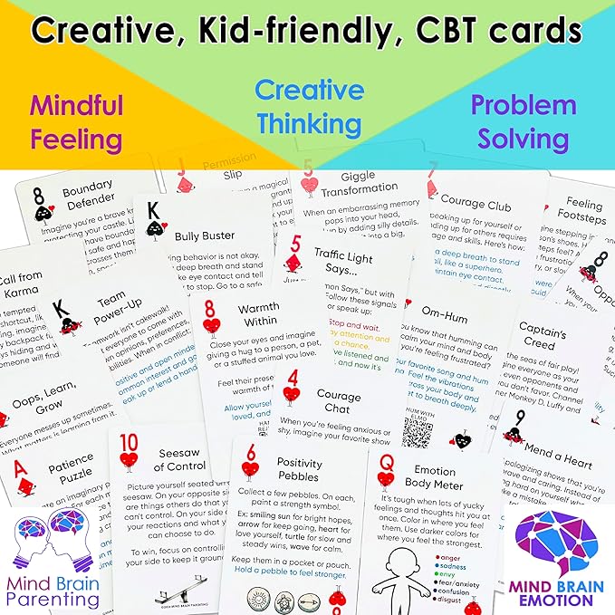 Mind Brain Emotion 52 Essential Coping Skills for Kids + Free Online Learning Library: CBT Calm Down Cards for Anxiety, Anger & Big Feelings - Emotional Regulation SEL Therapy Game, Ages 5-14 - Image 6