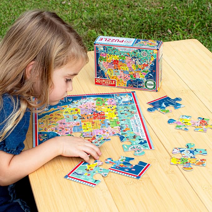 eeBoo USA Map 20 Giant Piece Children's Puzzle, 15" x 11" - Image 4