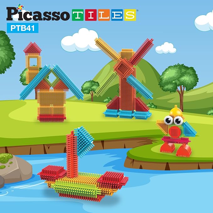 PicassoTiles Toys 41 piece Hedgehog Block Building Blocks Construction Toy Set w/IdeaBook Learning Playset None Magnetic STEM STEAM Educational Kit Child Brain Development Preschool Kindergarten PTB41 - Image 3