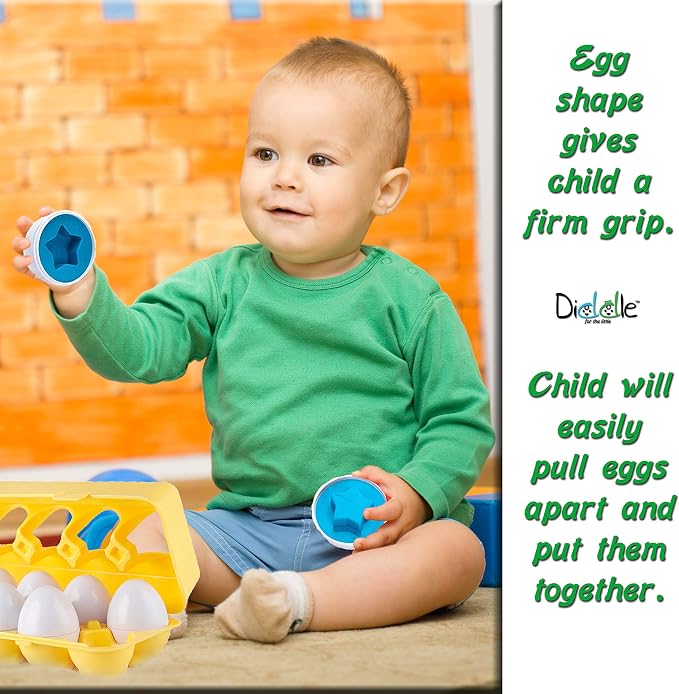 Driddle Color & Shapes Matching Egg Toy - Shape Sorting & Color Recognition Learning Toy for Toddlers - Preschool Game - Montessori Education - Easter Eggs - Image 5