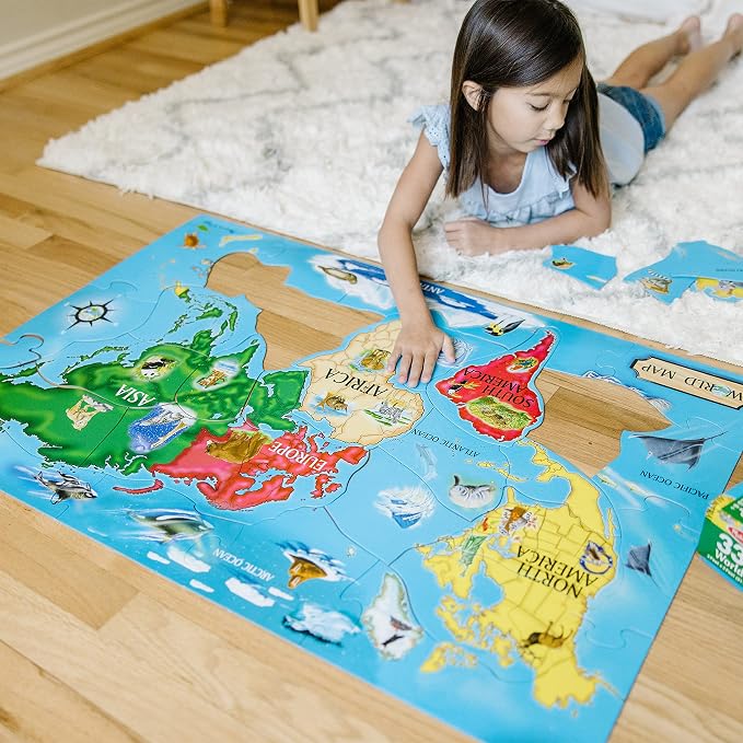 Melissa & Doug World Map Jumbo Jigsaw Floor Puzzle (33 pcs, 2 x 3 feet) - Image 7