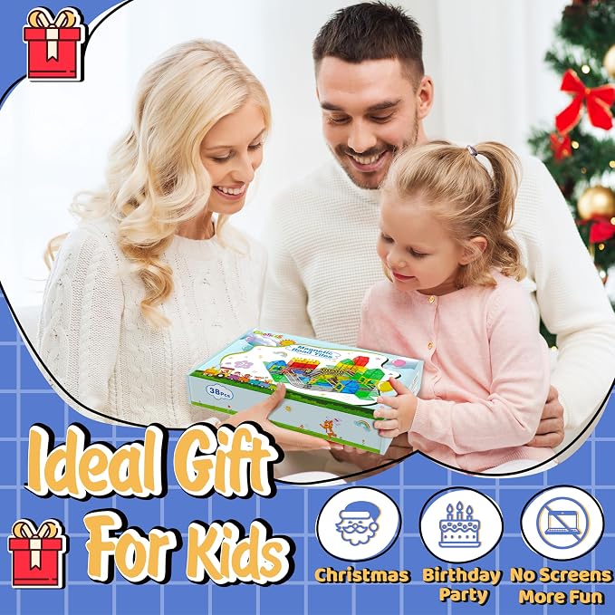 Magnetic Tiles - Road Set, Magnetic Building Blocks, Preschool Montessori Toys Gift for 3+ Year Old Boys and Girls, Sensory Christmas Toys for Kids Aged 3-5 and 4-8, Ideas for Kid with Autism - Image 6