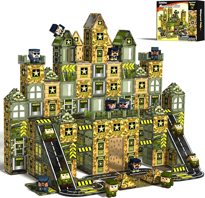 GobiDex 100PCS Army Magnetic Building Blocks Set for Kids Ages 3+ by GobiDex