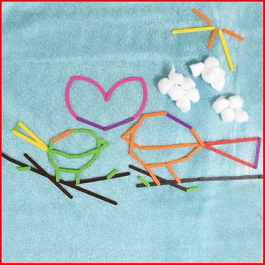 edxeducation Junior GeoStix - In Home Learning Toy for Early Math and Creativity - 200 Multicolored Construction Sticks - 30 Double-Sided Activity Cards - Geometric Manipulative - Image 7