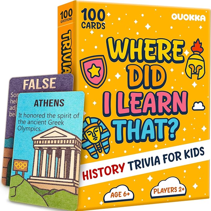 Trivia Games for Kids - History Facts and World History - Fun Card Game by QUOKKA