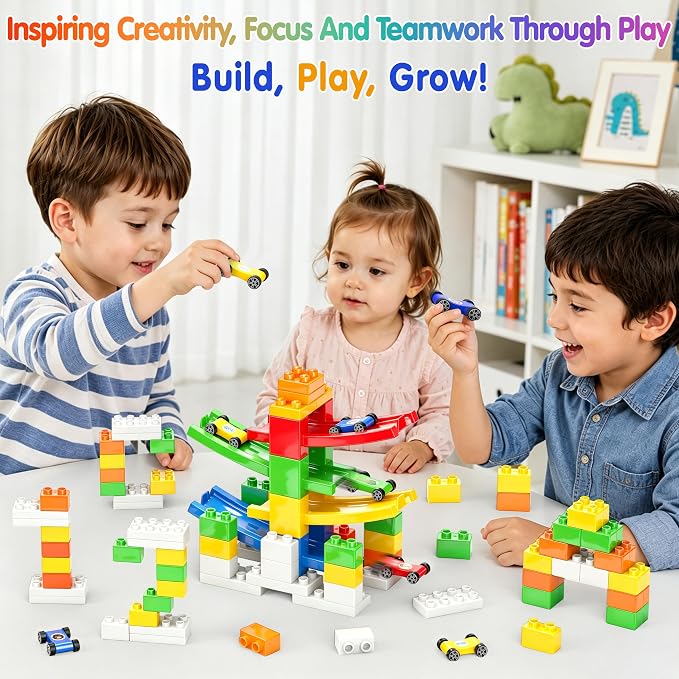DIY Building Blocks Car Ramp Race Track Toy for Boys Ages 3+, STEM Gift - Image 3