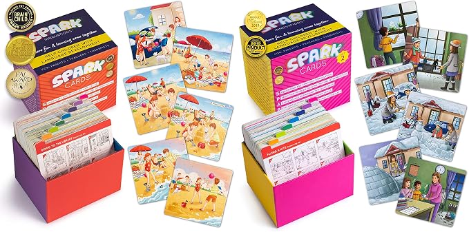 SPARK INNOVATIONS Sequencing and Storytelling Cards, Speech Therapy Game, Special Education Materials, Sentence Building, Problem Solving, English Language Learners (Sequence Cards 1 and 2 Combo) by SPARKINNOVATIONS