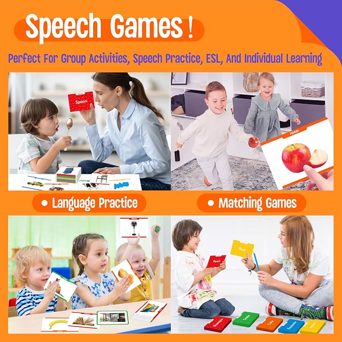 300 Noun Picture-Word Cards, Picture Flashcards Language Builder Visual Aid Speech Development Tool for Autism, ESL Teaching Materials for Adults, Non-Verbal Children Vocabulary Builder for Toddlers - Image 7