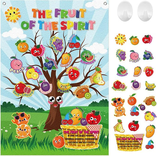 Cinrobiye Fruit of The Spirit Felt Bulletin Board Make Your Own Fruit of the Spirit Tree Crafts DIY Christian Bible Scene Set for Church VBS Sunday School Classroom Activities by Cinrobiye