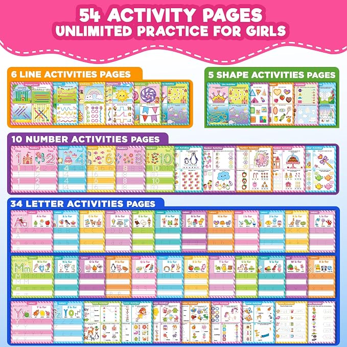 Doctor Jupiter Preschool Tracing Books for Toddlers, 3+ Year Old Kids |Learning Activity Books, Unicorn & Princess Educational Toys, 100+ Wipe Clean Preschool & Kindergarten Activities - Image 5