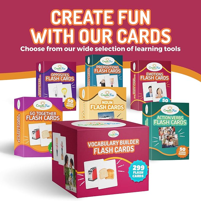 CreateFun 299 Vocabulary Builder Flash Cards Speech Therapy, Autism, ESL - Image 8