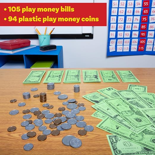 LEARNING ADVANTAGE Play Money Set, 100 Bills and 94 Coins - Image 2