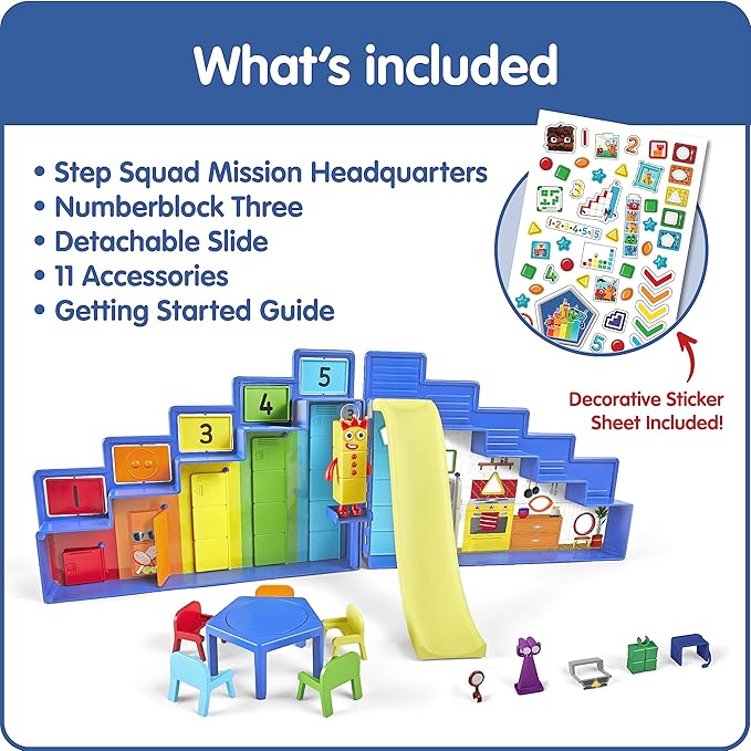 hand2mind Step Squad Mission Headquarters Playset - TV Show Action Figure Playset with 11 Accessories, Counting and Number Toys, for Toddlers and Kids Ages 3, 4, 5, 6, 7