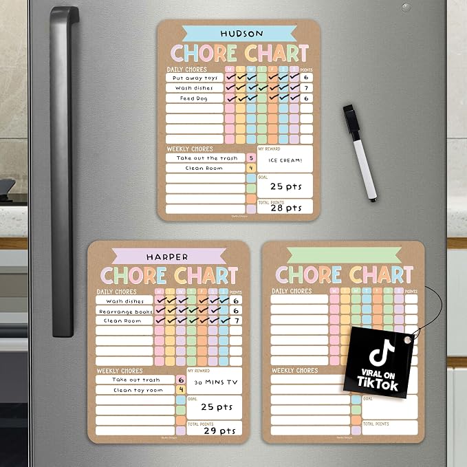 Magnetic Chore Chart for Kids Multiple Kids Chore Board for Home and School by HadleyDesigns