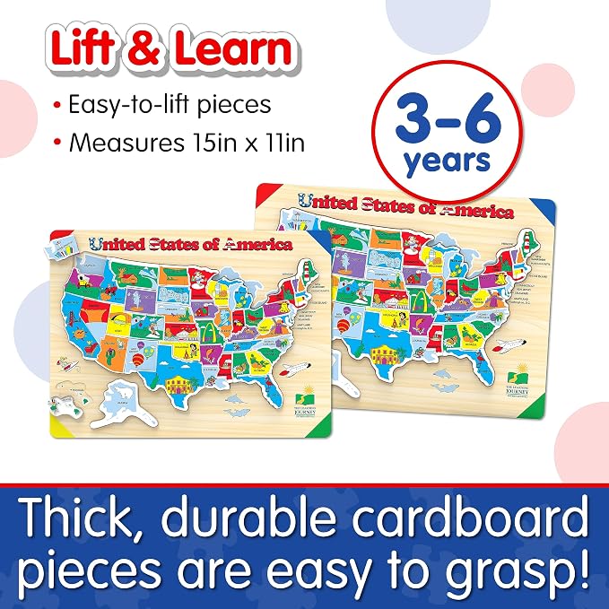 The Learning Journey Lift & Learn Puzzle - USA Map Puzzle for Kids - Preschool Toys & Gifts for Boys & Girls Ages 3 and Up - United States Puzzle for Kids - Award Winning Toys - Image 3