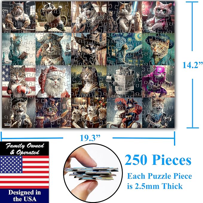 Think2Master Funny Cats 250 Pieces Jigsaw Puzzle Featuring Kittens and Cats. Great Gift. Large Pieces. Size: 14.2” X 19.3” - Image 2