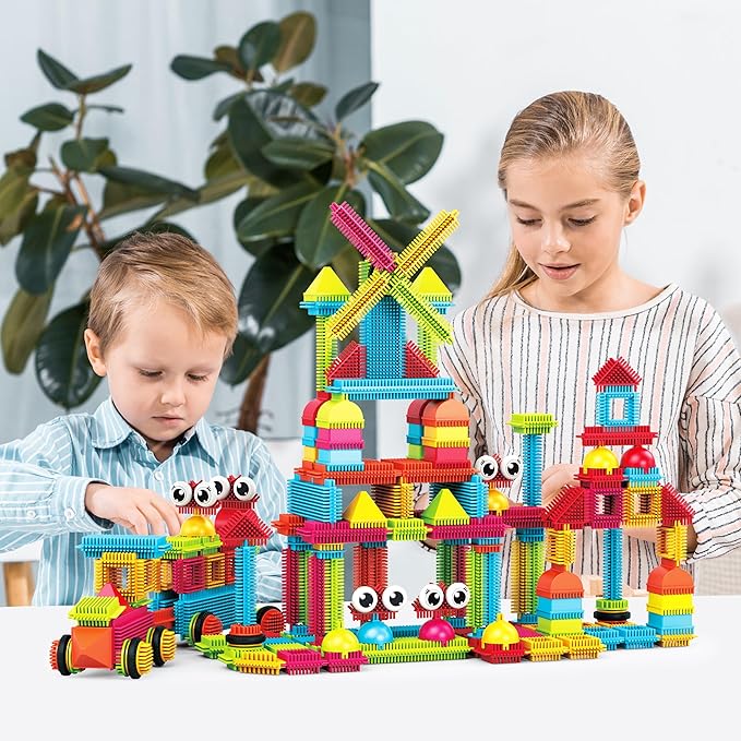 PicassoTiles 240 Piece Hedgehog Bristle Blocks 3D STEM Building Toy Ages 3+ - Image 2
