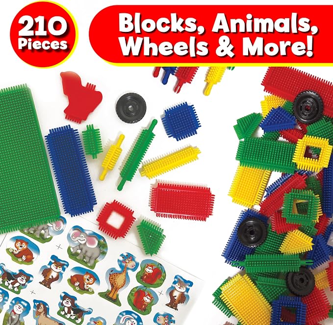 Ryan's Room Thistle Blocks – STEM Toys Building Blocks – Innovative Building Toys for Toddlers 3-5 – 210 Pieces Colorful, Chunky Interlocking Construction Set - Image 2
