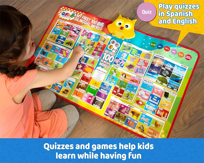 First 100 Words Bilingual Electronic Alphabet Poster – Interactive Learning Chart for Kids | 100 First Words in English & Spanish | Educational Talking Wall Poster - Image 4
