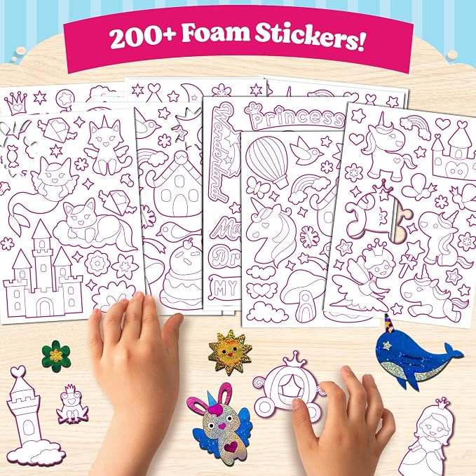 Funcils Foil Art Craft Kit - Unicorn & Princess Sticker Activity for Kids - Image 7