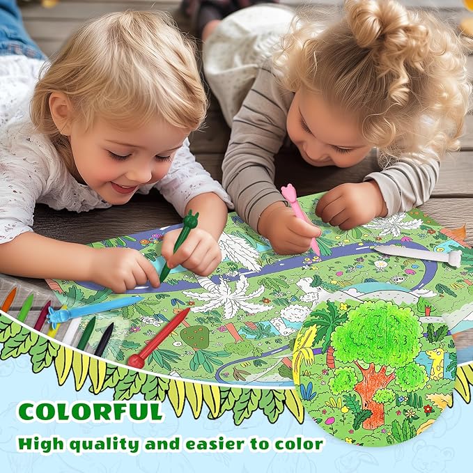 R&DLanci Animal Crayons for Toddlers, 11-colors Washable Crayon Set with Eraser & Drawing Paper, Non-Toxic Crayon, Easy to Hold, Mess-Free Crayons for kids, Art Supplies for Toddlers and Kids Ages 3+
