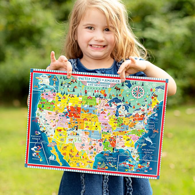 eeBoo USA Map 20 Giant Piece Children's Puzzle, 15" x 11" - Image 5