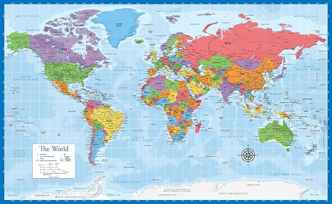 Laminated World Map & US Map Poster Set - 18" x 29" - Wall Chart Maps of the World & United States - Made in the USA - (LAMINATED, 18" x 29") - Image 7