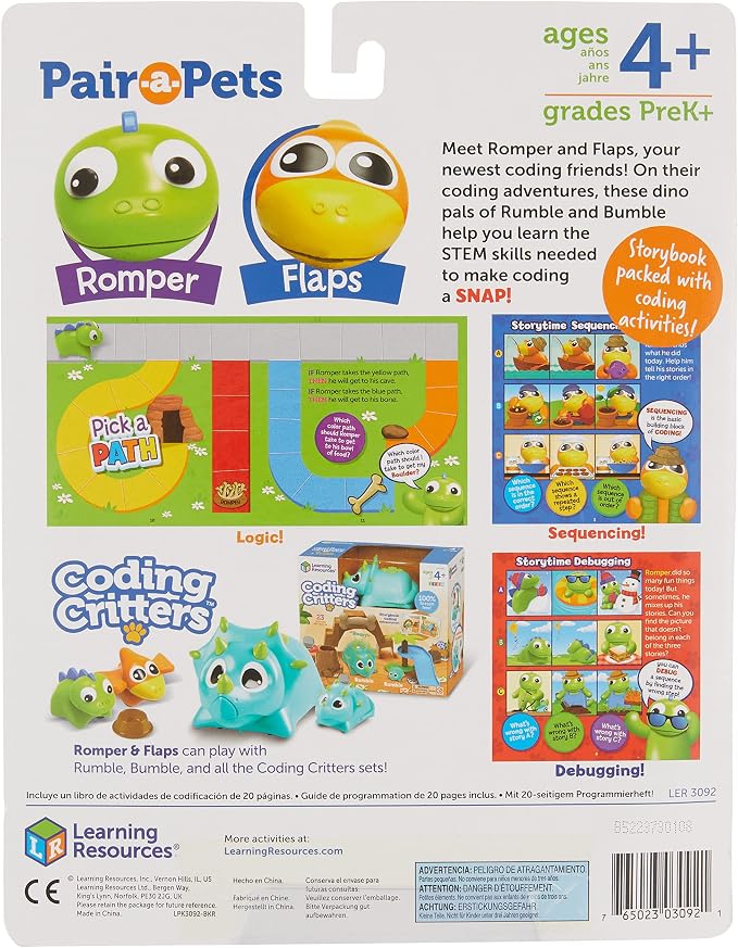 Learning Resources Coding Critters Pair-A-Pets Dinos Romper & Flaps - Image 2
