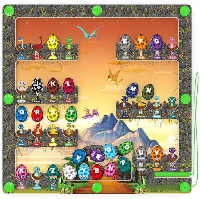 Magnetic Alphabet Color and Number Maze with Dinosaur Theme by DUKVSG%C2%AE