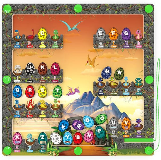 Magnetic Alphabet Color and Number Maze with Dinosaur Theme by DUKVSG%C2%AE