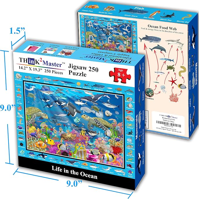 Think2Master Ocean Life 250 Pieces Jigsaw Puzzle. Great Gift Item. 14.2” X 19.3” - Image 3